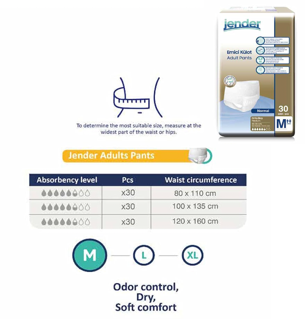 Scutece Chilot Adulți Jender, Mărimea M, 120 Buc – Absorbție Superioară și Confort