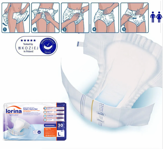 Scutece Adulți Lorina, Mărimea L, 120 Buc (4x30) – Pachet Economic, Protecție de Lungă Durată