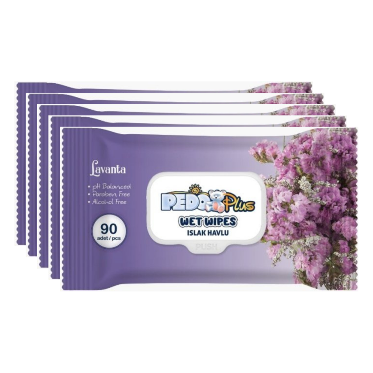 Servetele umede Pedo Plus levantica, set 5 pachete x 90 buc