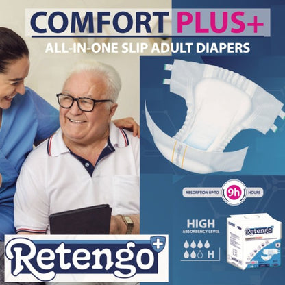Scutece Adult Retengo Comfort Plus, Incontinență, Mărimea L, 2 Pachete x 10 Buc, Preț Avantajos