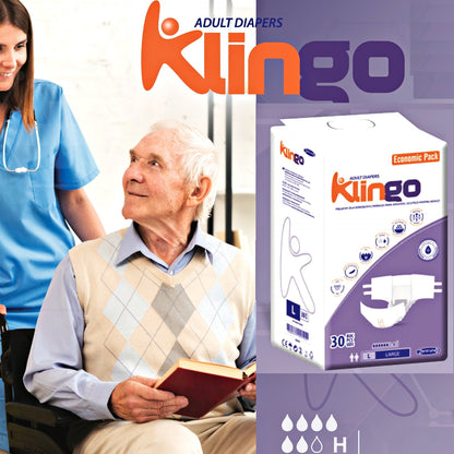 Scutece adult KlinGo, pachet 30 buc, mărimea M