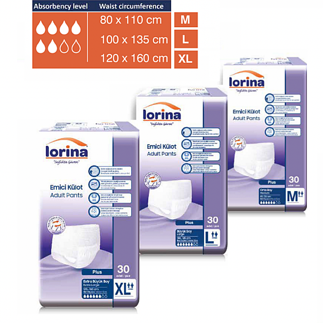 Pañales Tipo Braguita para Adultos Lorina Talla M – 30 Unidades