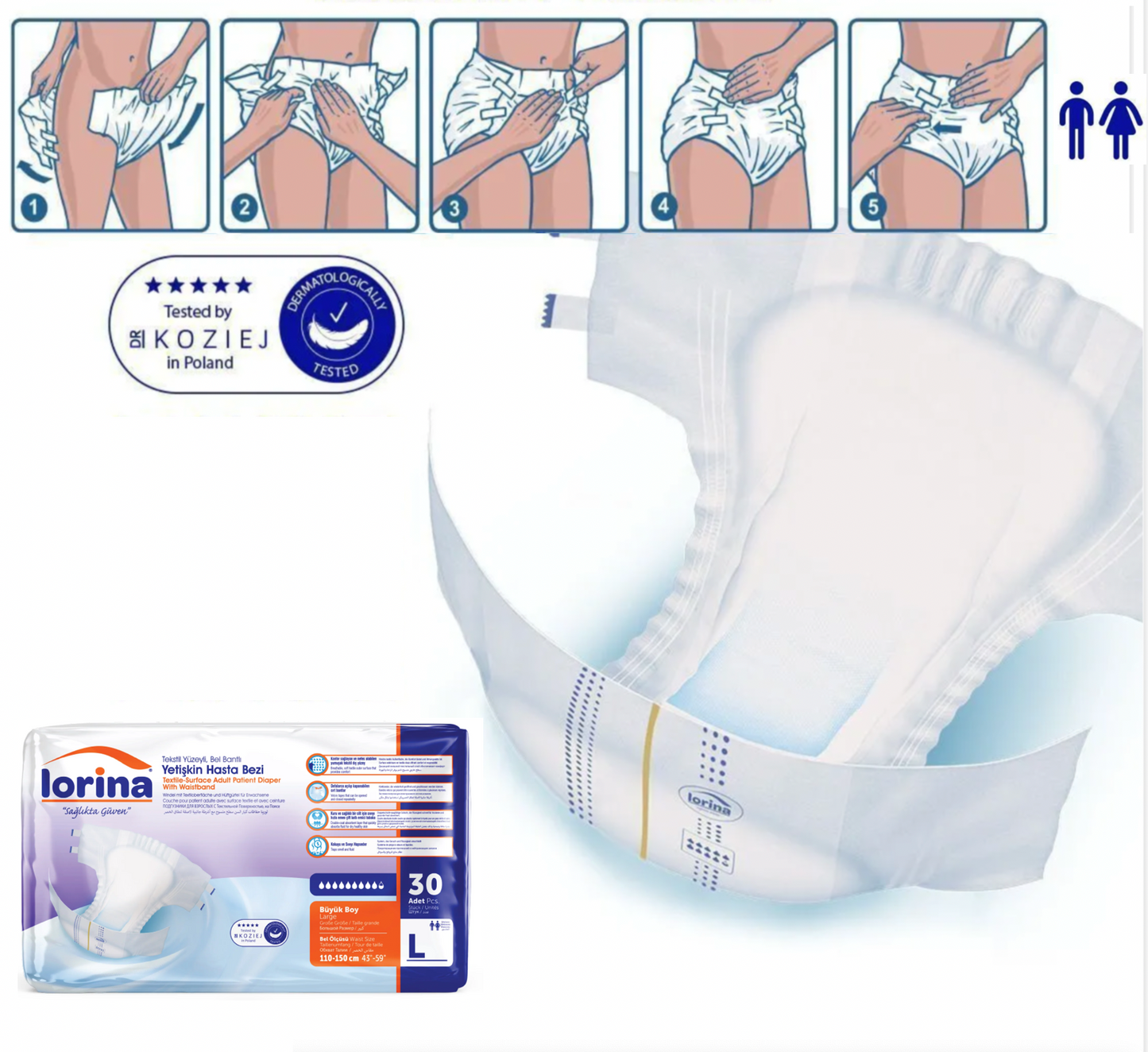 Scutece Adulți Lorina M – Pachet Promo 60 Buc (2x30)