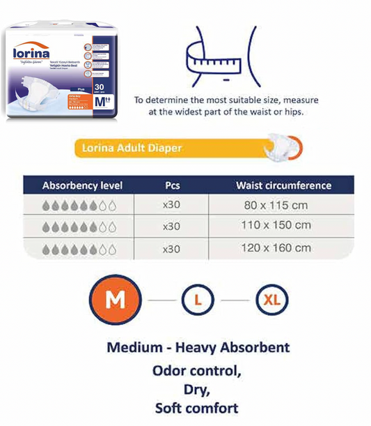 Scutece Adulți Lorina M – Pachet Promo 60 Buc (2x30)