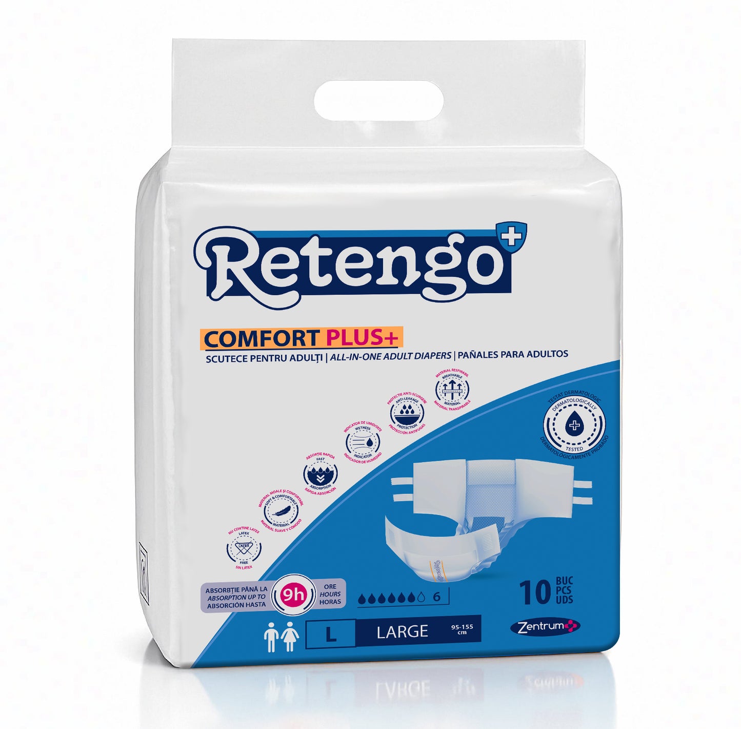 Scutece Adulti RETENGO, Mărimea L, Pachet 10 Bucăți