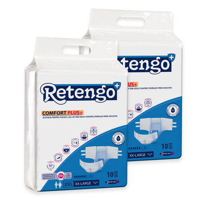 Scutece Adult XXL pentru Incontinență Retengo Comfort Plus, 2 x 10 Buc
