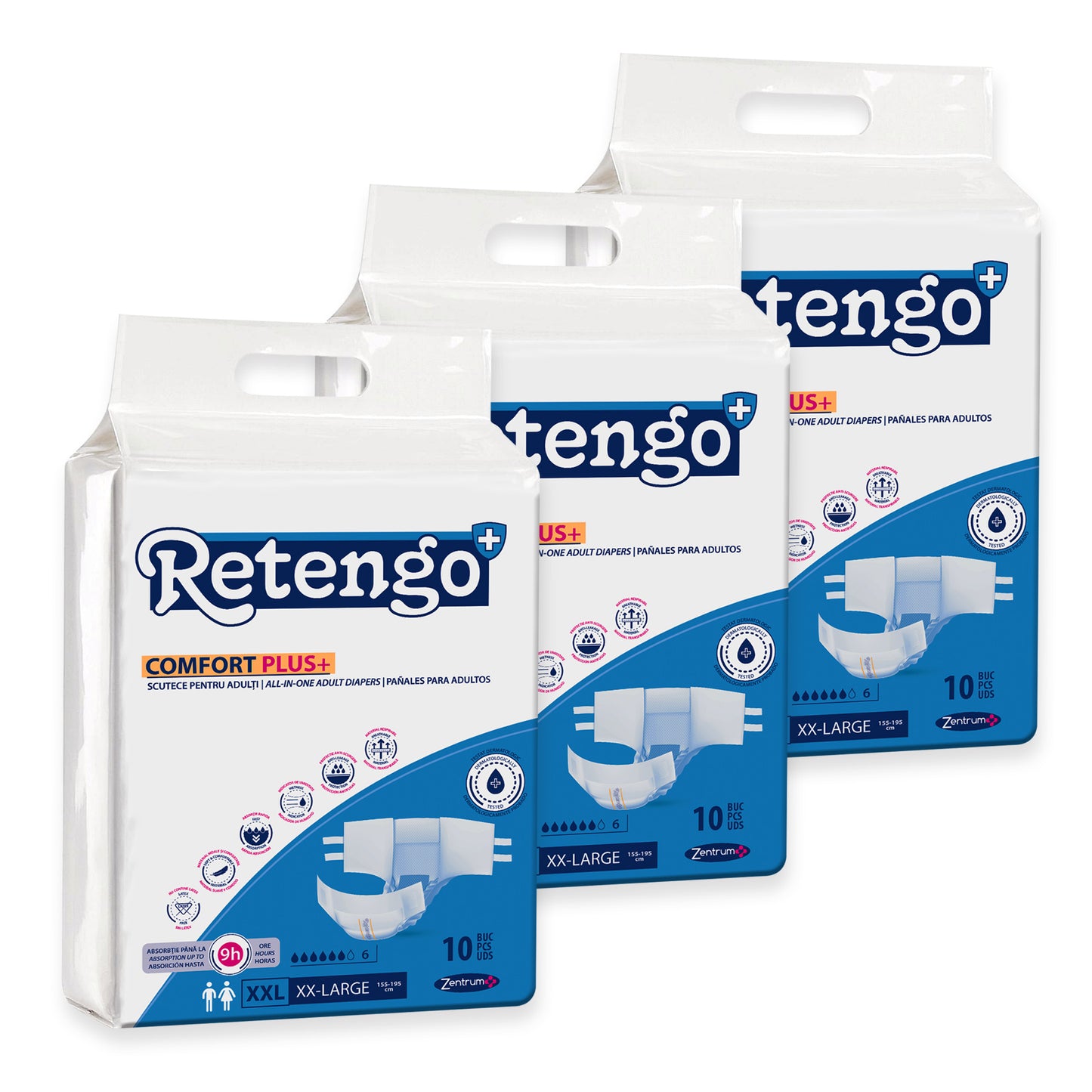Scutece Adulți Retengo, Mărimea XXL, Pachet Promo 3x10 Buc