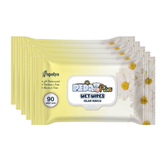 Servetele umede Pedo Plus musetel, set 5 pachete x 90 buc
