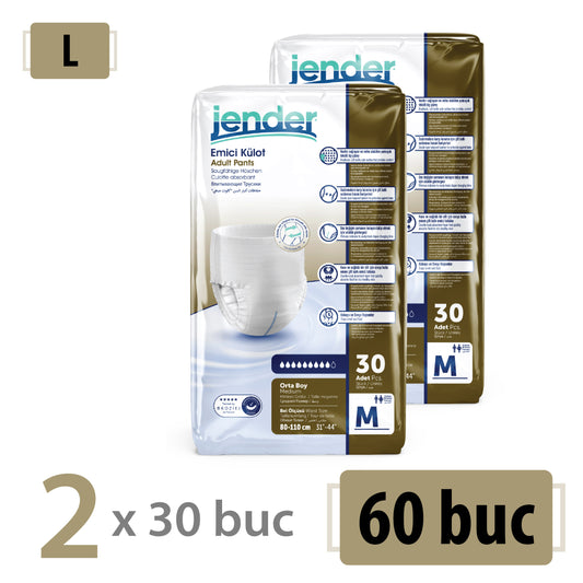 Scutece Tip Chiloți Jender, Mărimea M, 60 Buc (2x30) – Pachet Promoțional