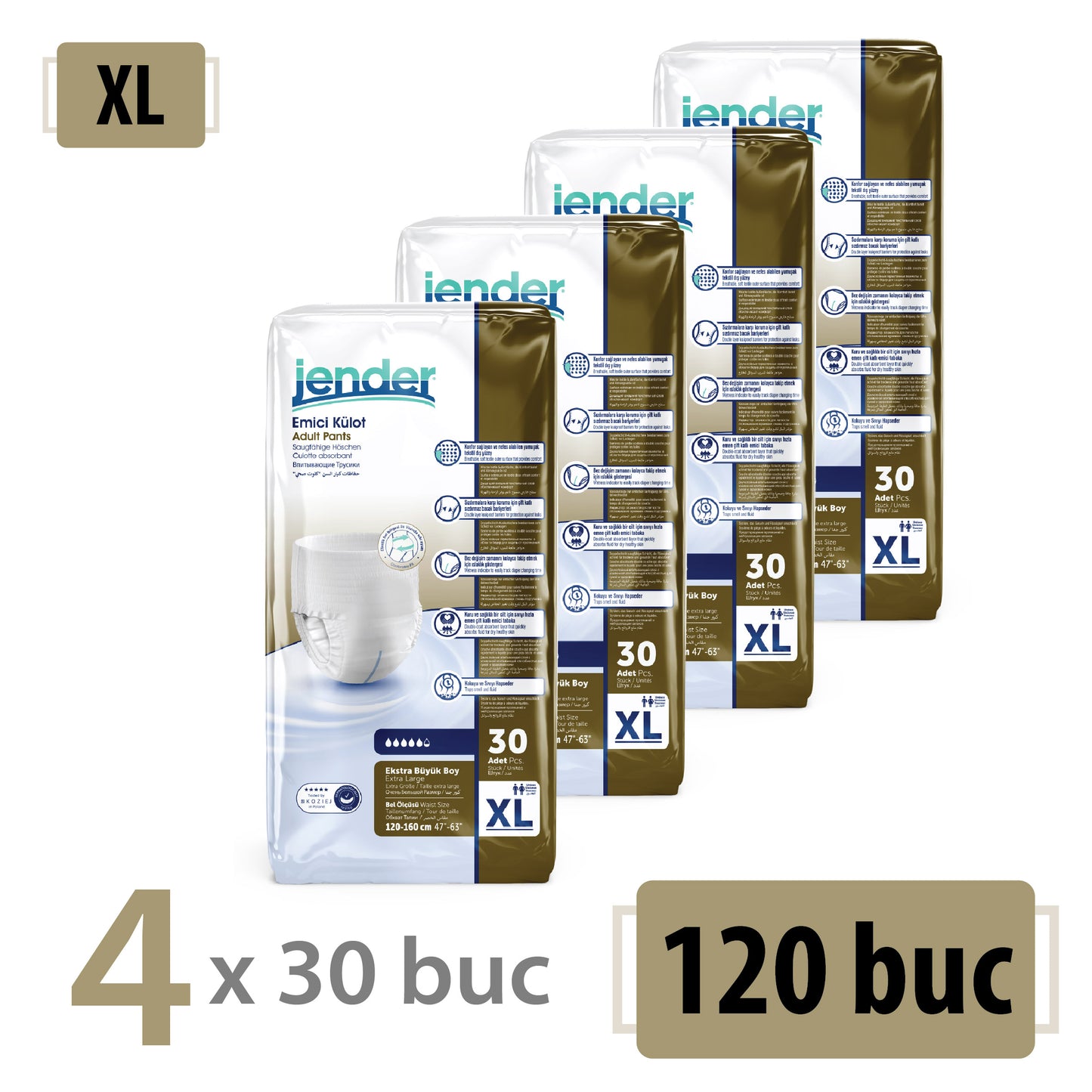 Scutece Chilot Adulți Jender, Mărimea XL, 120 Buc