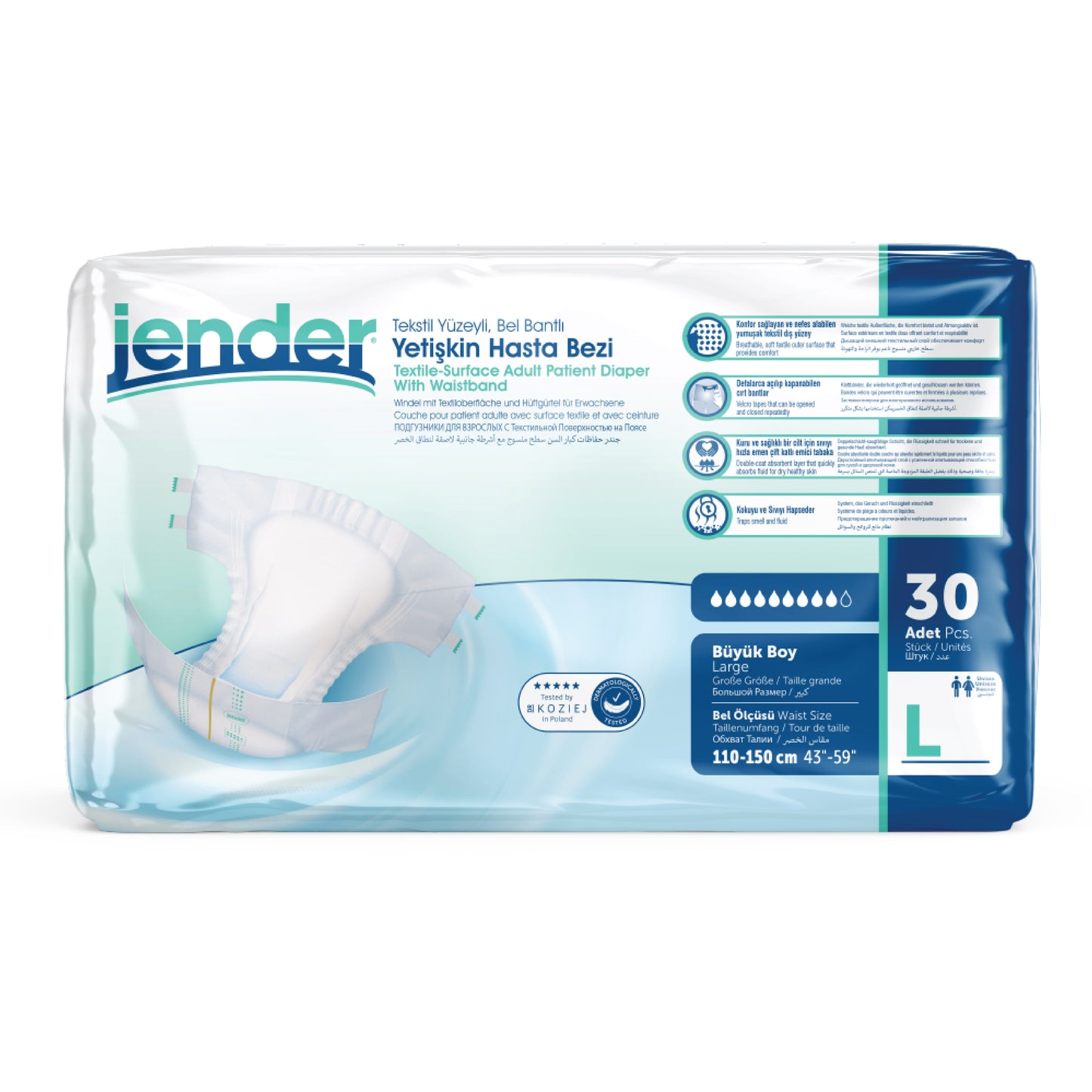 Scutece Adulți Jender, Pachet 30 Bucăți, Mărimea L