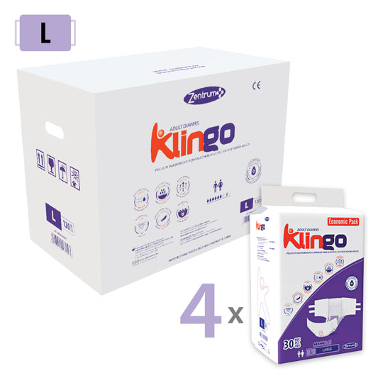 Scutece Adulți Klingo Economic Pack, Mărimea L, 120 Buc – 4x30 Bucăți