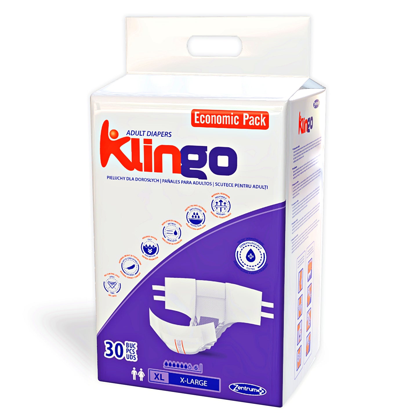 Scutece Adulți KlinGo Mărimea XL, Pachet 30 Buc