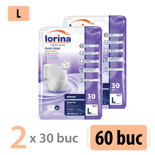 Scutece Chilot Adulți Lorina L - Pachet Promoțional 2x30 Buc.