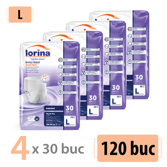 Scutece Chiloți Adulți Lorina, Mărimea L, 120 Buc