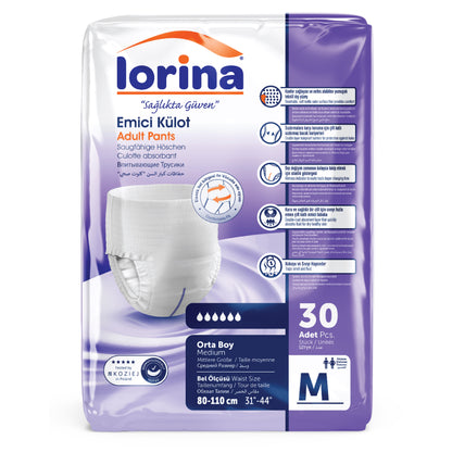 Pañales Tipo Braguita para Adultos Lorina Talla M – 30 Unidades