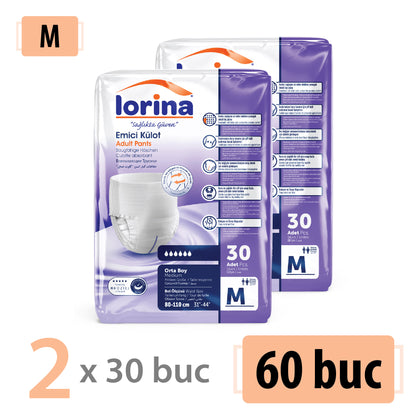 Scutece Chilot Adulți Lorina, Mărimea M, Promotie 2 Pachete x 30 Buc
