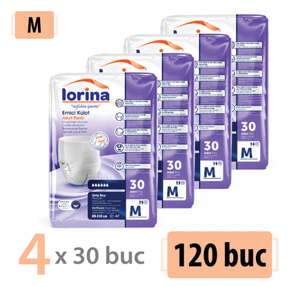 Scutece Chilot Adulți Lorina, Mărimea M, 4x30 Buc