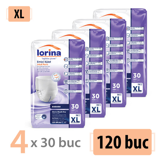 Scutece Tip Chiloți Adulți Lorina, Mărimea XL, 120 Buc