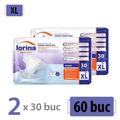 Scutece Adulți Lorina, Mărimea XL, 60 Buc (2x30)